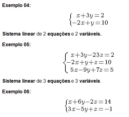 Equações e sistemas lineares - variáveis