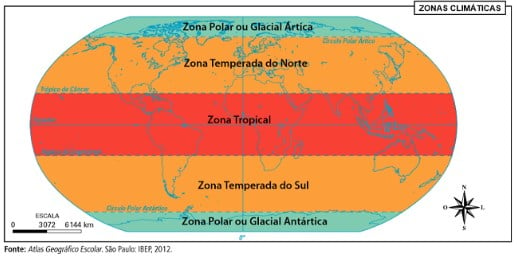 climatologia - Representação das Zonas Climáticas do Planeta Terra