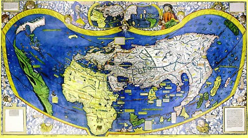 continente europeu e mapa mundi em 1507