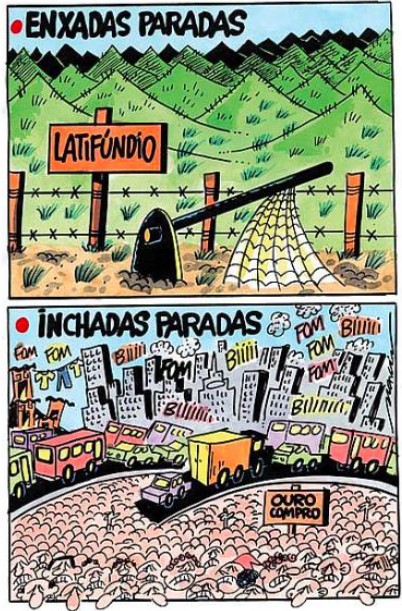 charge sobre espaço urbano brasileiro