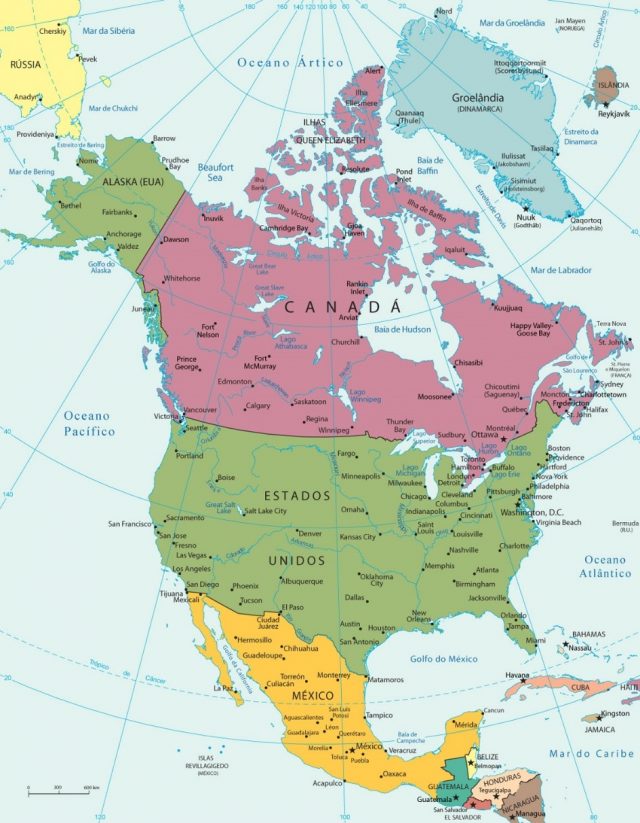 mapa da america do norte