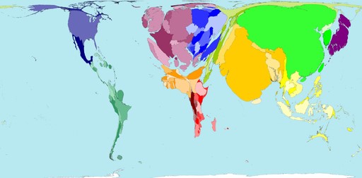 mapa população mundial