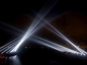 propagação da luz holofotes