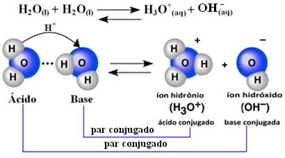 esquema autoionização da água